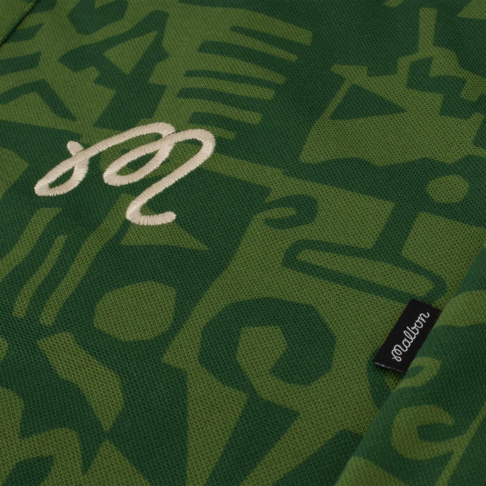 Malbon Golf Mezzo Performance Pique Printed Mens Polo Kelly Green